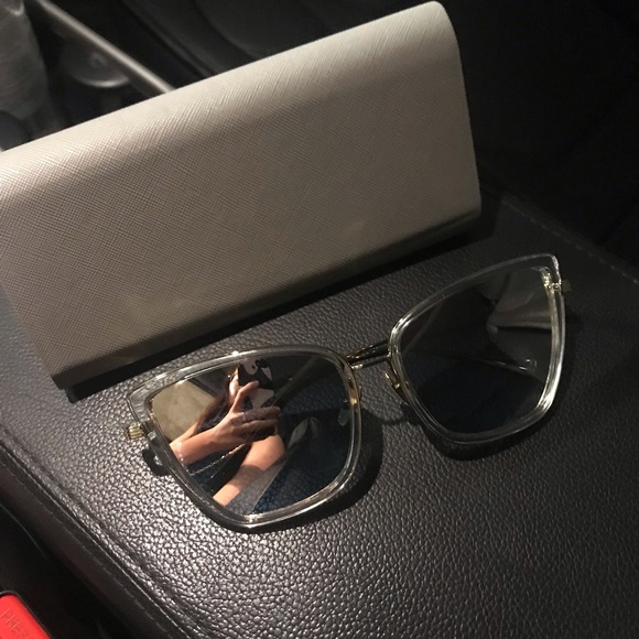 β¨UV Clear Frame Pink Mirror Cat Eye Sunglasses - Picture 4 of 7